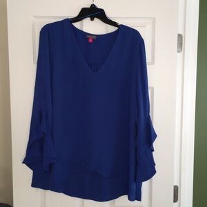 Vince Camuto Royal Blue V-Neck Blouse